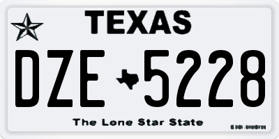 TX license plate DZE5228