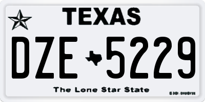 TX license plate DZE5229
