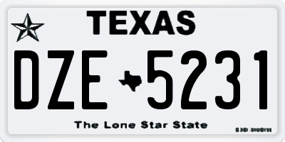 TX license plate DZE5231
