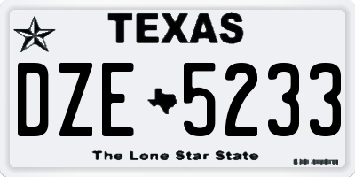 TX license plate DZE5233