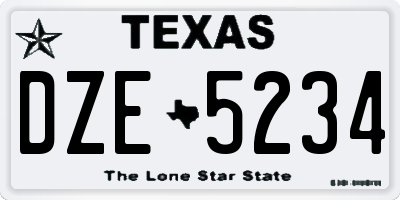 TX license plate DZE5234