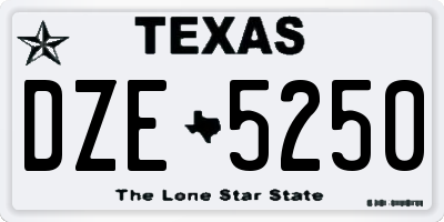 TX license plate DZE5250