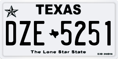 TX license plate DZE5251