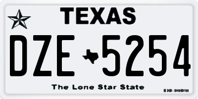 TX license plate DZE5254
