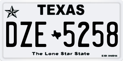 TX license plate DZE5258