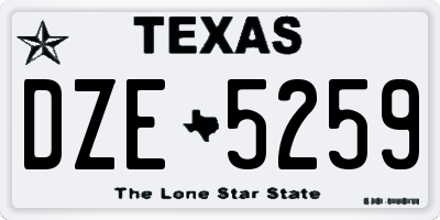 TX license plate DZE5259