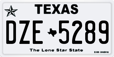 TX license plate DZE5289