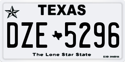 TX license plate DZE5296