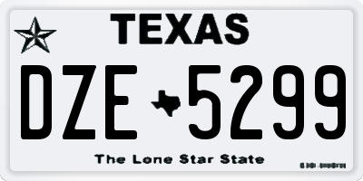 TX license plate DZE5299