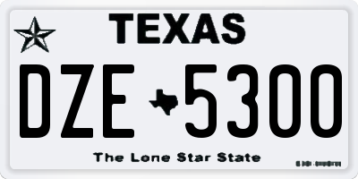 TX license plate DZE5300