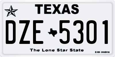 TX license plate DZE5301