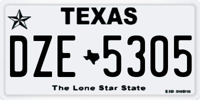 TX license plate DZE5305