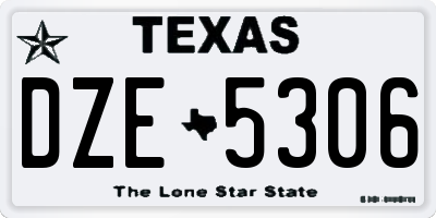 TX license plate DZE5306