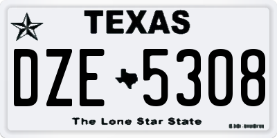 TX license plate DZE5308