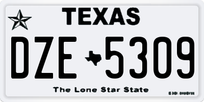 TX license plate DZE5309
