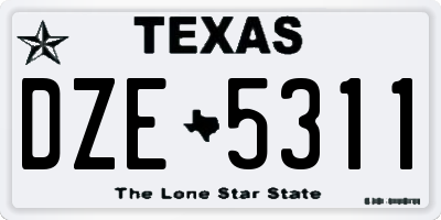 TX license plate DZE5311
