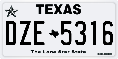 TX license plate DZE5316