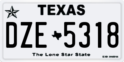 TX license plate DZE5318