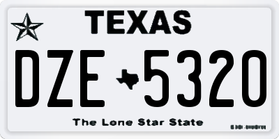 TX license plate DZE5320