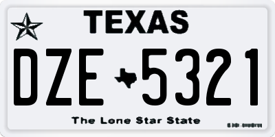 TX license plate DZE5321