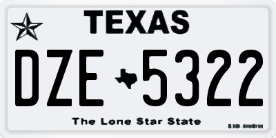 TX license plate DZE5322