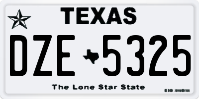 TX license plate DZE5325