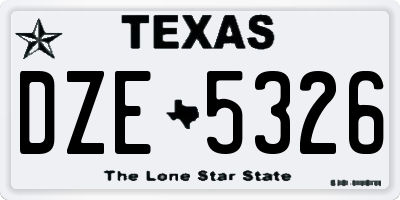 TX license plate DZE5326