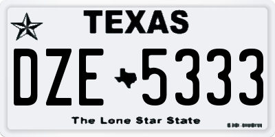 TX license plate DZE5333