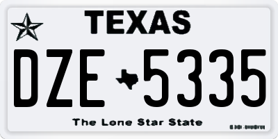 TX license plate DZE5335