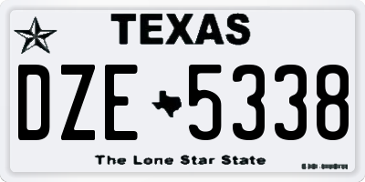 TX license plate DZE5338