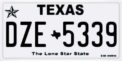 TX license plate DZE5339