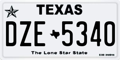 TX license plate DZE5340