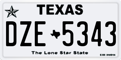 TX license plate DZE5343