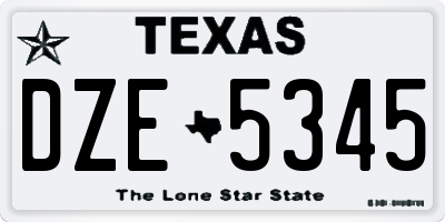 TX license plate DZE5345