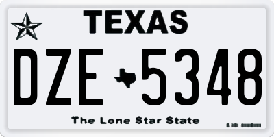 TX license plate DZE5348