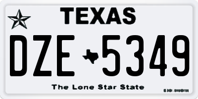 TX license plate DZE5349