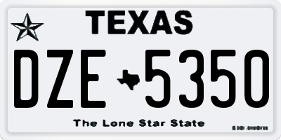TX license plate DZE5350
