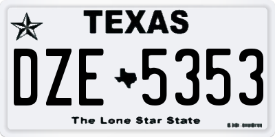 TX license plate DZE5353
