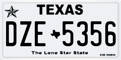 TX license plate DZE5356