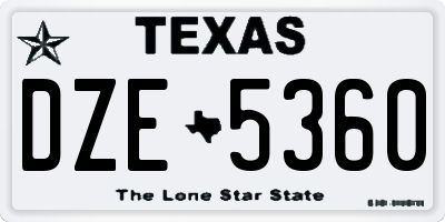 TX license plate DZE5360