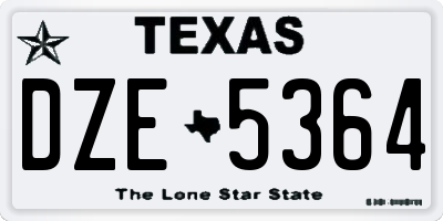 TX license plate DZE5364