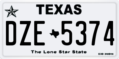 TX license plate DZE5374