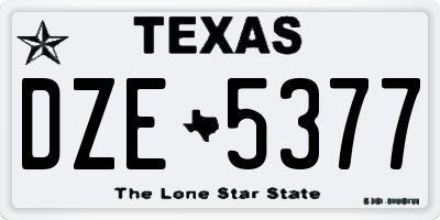 TX license plate DZE5377