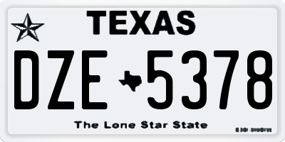TX license plate DZE5378