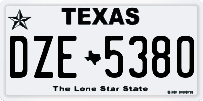 TX license plate DZE5380