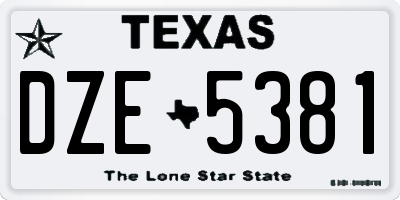 TX license plate DZE5381