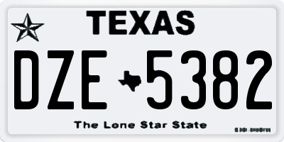 TX license plate DZE5382