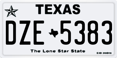 TX license plate DZE5383