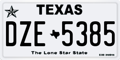 TX license plate DZE5385
