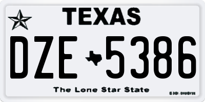 TX license plate DZE5386